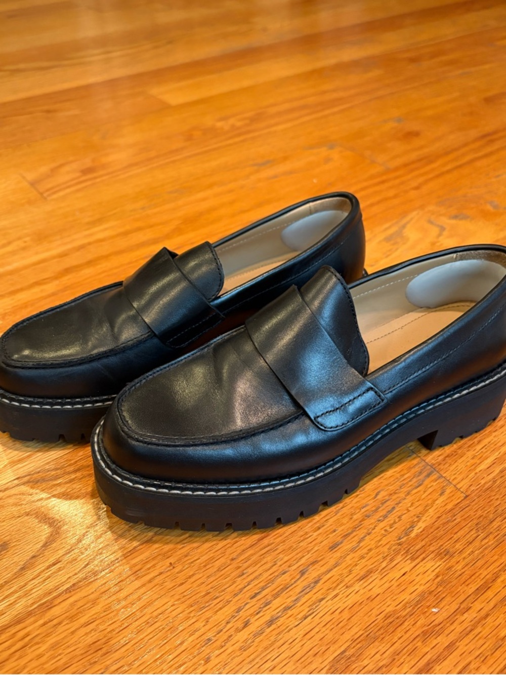 & Other Stories Black Lug-Sole Leather Penny Loafers